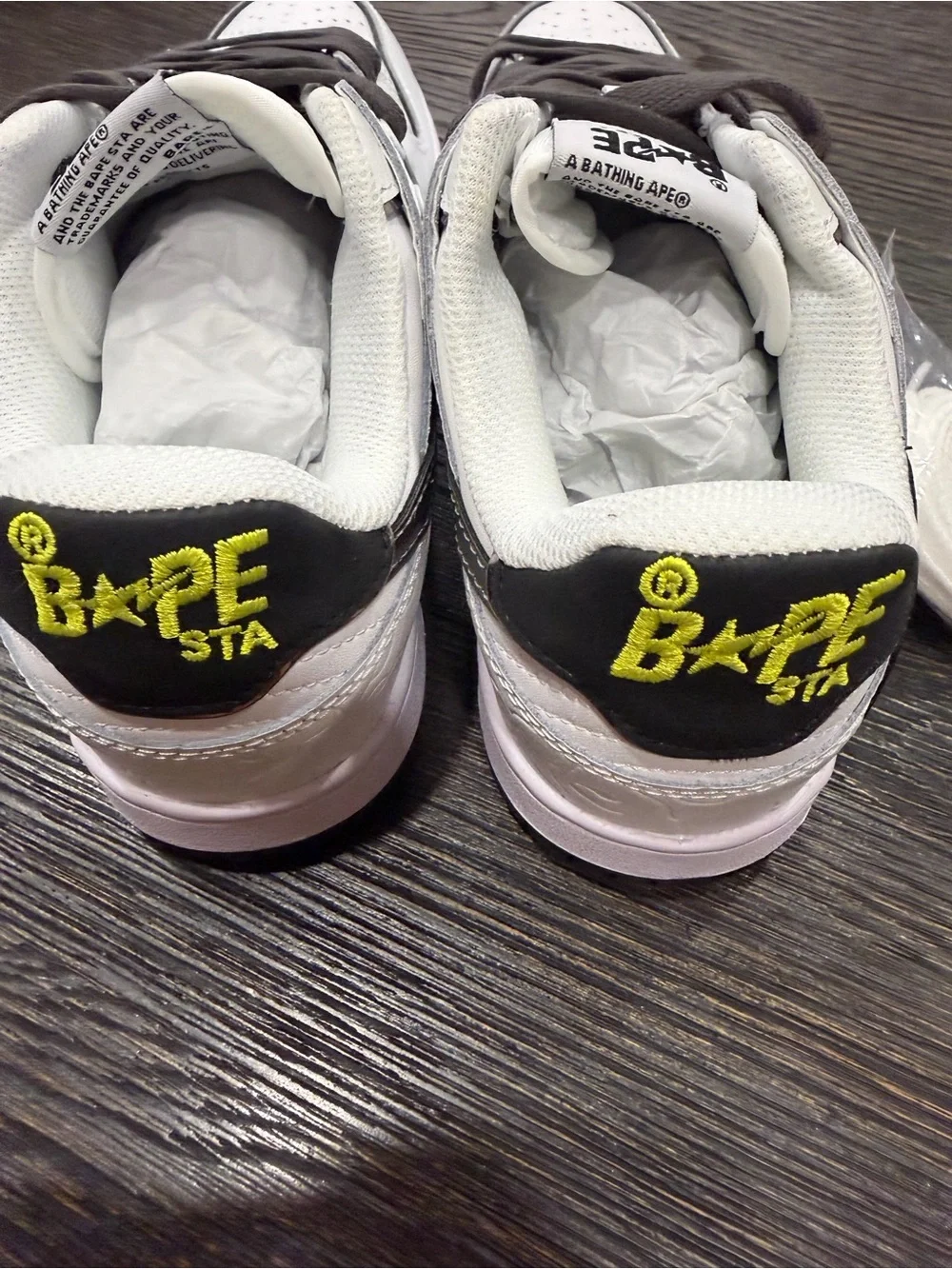 Size 9- A Bathing Ape Sk8 Sta White Metallic Silver BAPE SB